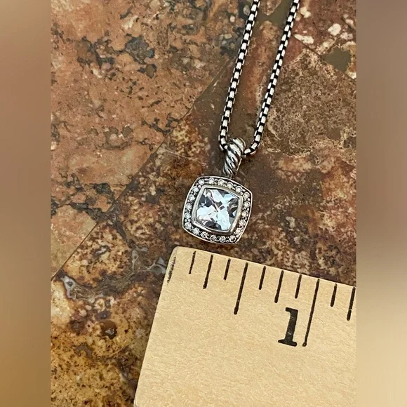 Authentic David Yurman Petite Albion White Topaz Diamond Sterling Necklace 🤍🩶🌻 - Picture 13 of 14